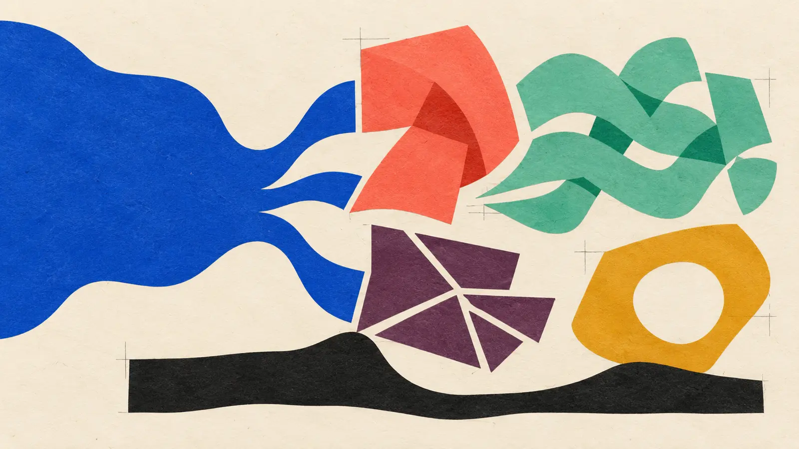 A flat blue input stream splits into distinct paper review shapes above a black exception boundary.